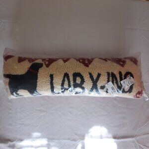 Chandler 4 Corners Black LAB X-ING Hooked Wool & Velvet Lumbar Throw Pillow